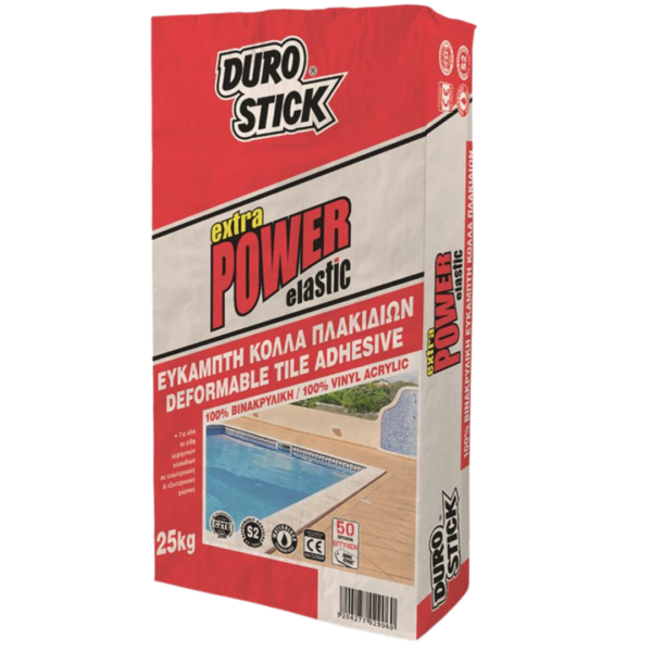 Durostick Extra Power - 100% Βινακρυλική, Εύκαμπτη Κόλλα Πλακιδίων 25Kg
